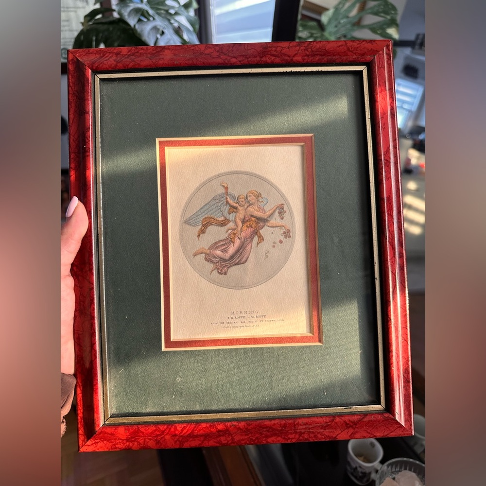 PRINT FRRAME MORNING BY THORWALSEN, Bas-Relief, Robert Grace Hollister